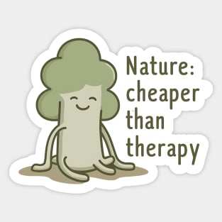 Nature Cheaper Than Therapy Funny Hiking and Camping Sticker